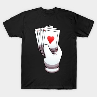 Cartoon Hand With Glove Holding Pack Of Cards T-Shirt